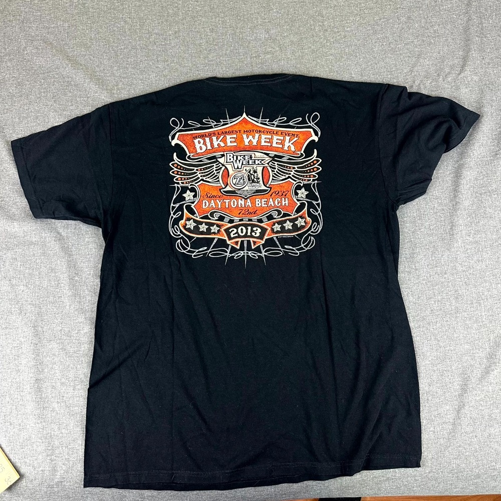 Hot Leathers T-Shirt Men's XL Black Graphic Daytona Beach 2013 Bike Week Vintage